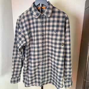 Walls Black Tan Buffalo Plaid Stretch Flannel Button Up Shirt Size L